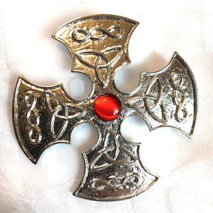 Celtic Renaissance Pin Costume Jewelry 3" Diameter